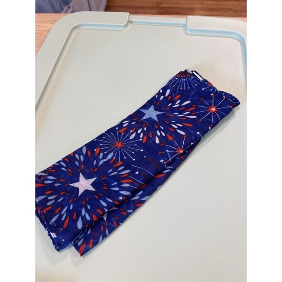 Red White Blue Scarf Lightweight Star Firework USA Celebrate Holiday Summer Fun - Picture 5 of 6
